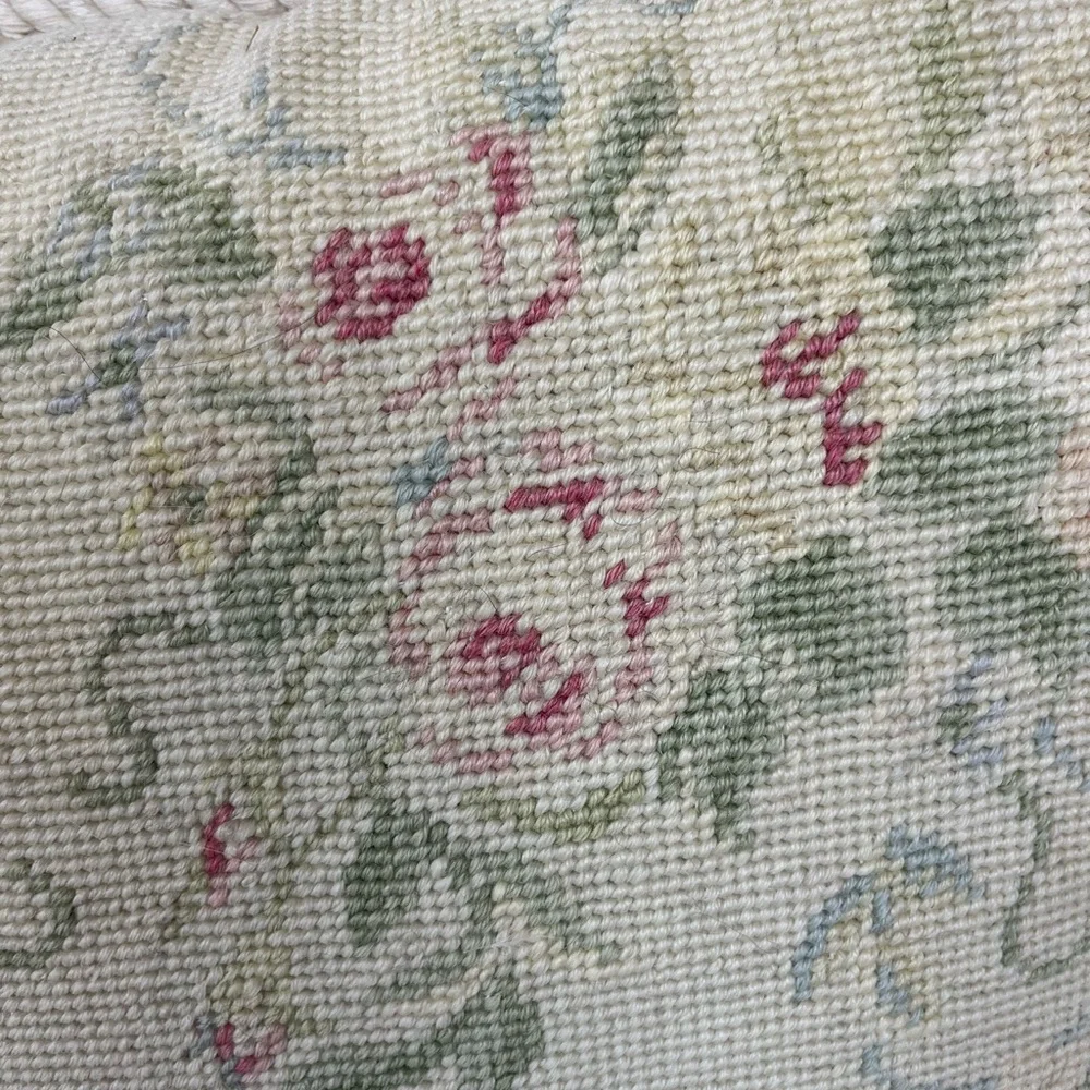 Beautiful vintage cream needlepoint with floral/butterfly/dragonfly design